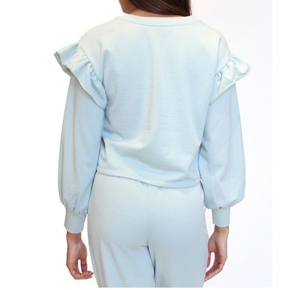 Mint Green Ruffled Sleeve Sweatshirt - Picture 3 of 3